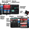 An exploded view of the Vehicle First Aid Kit, with annotations to explain the features